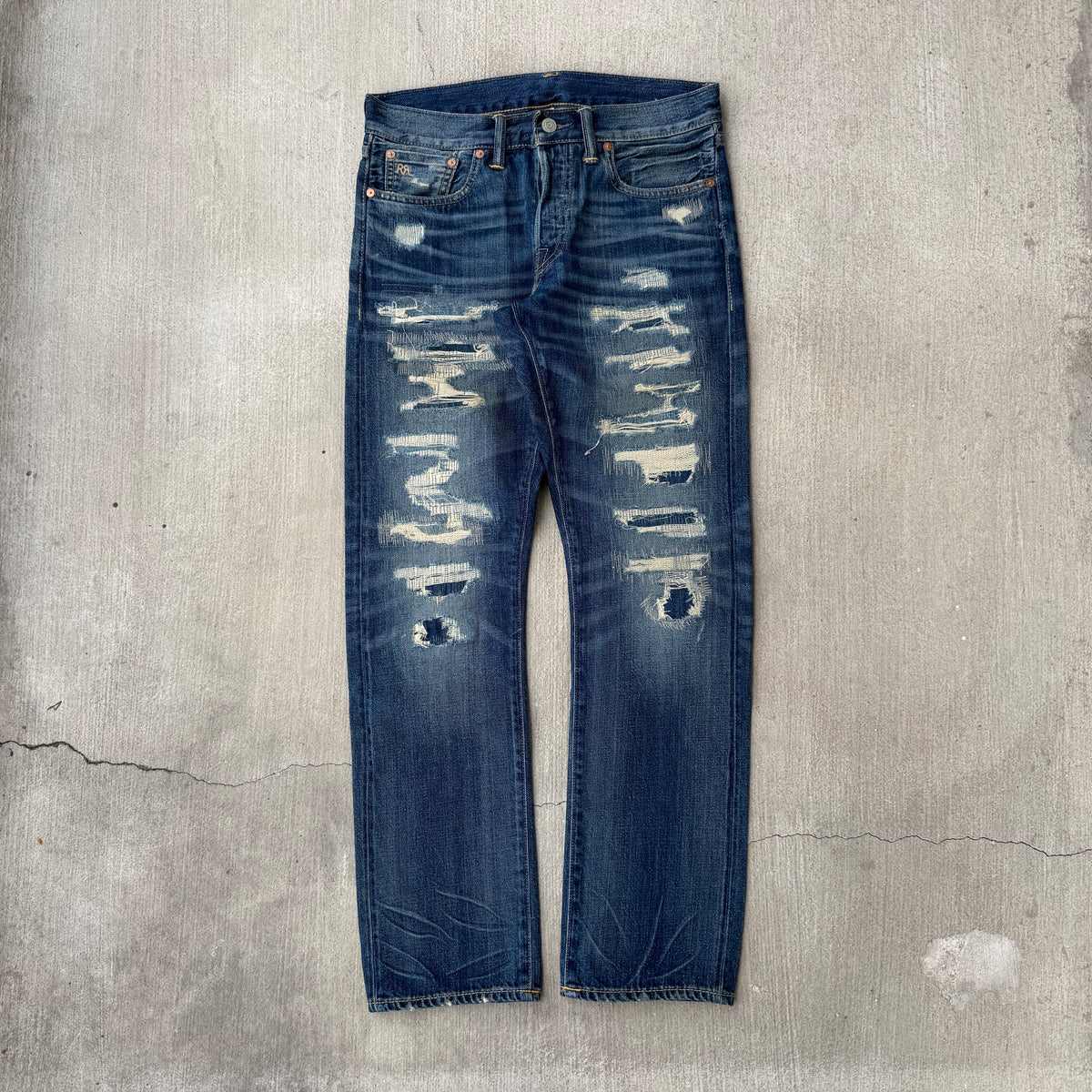 Double RL Ralph Lauren Distressed Slevedge Denim 30x31