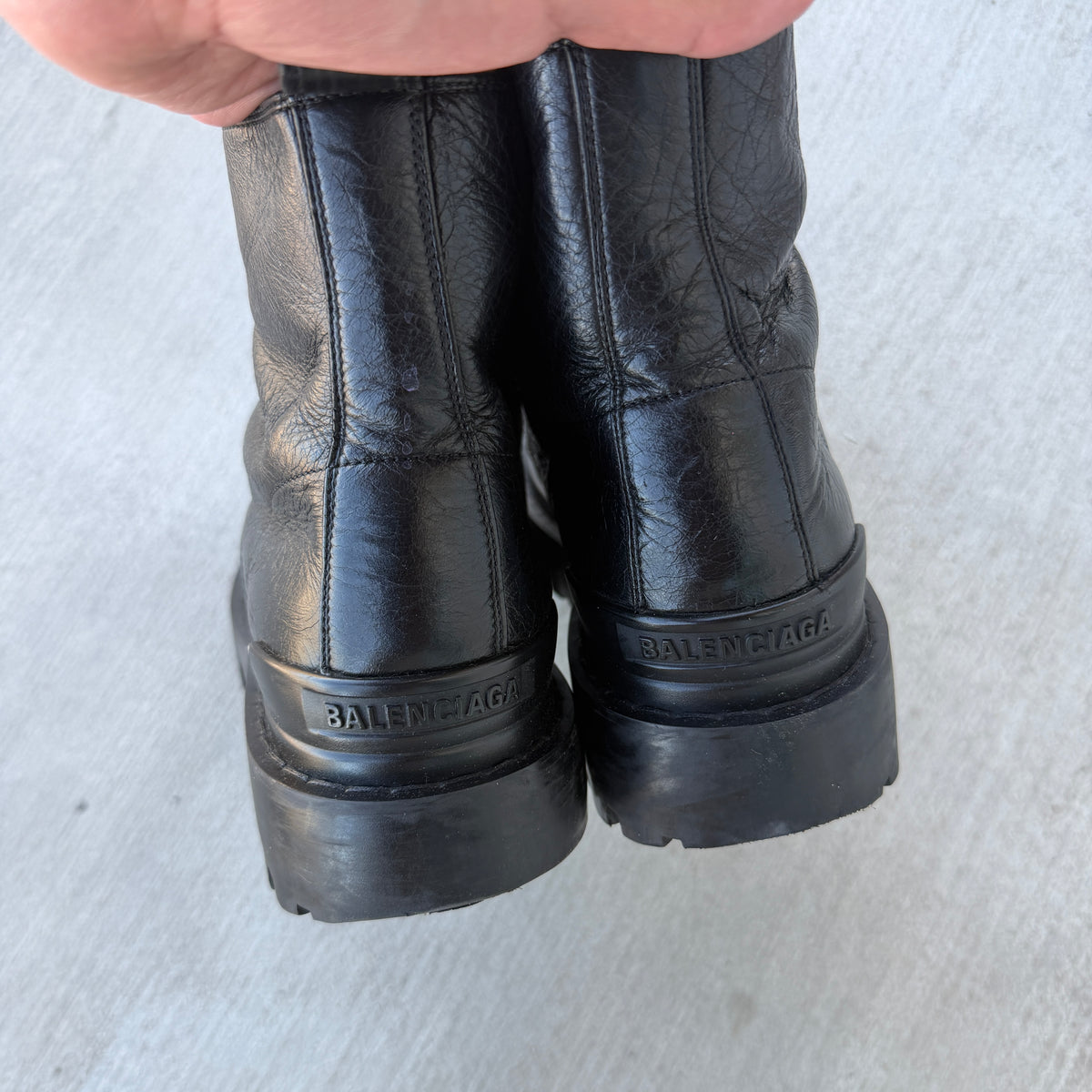 Balenciaga Black Tumbled Leather Strike Boots 42/9