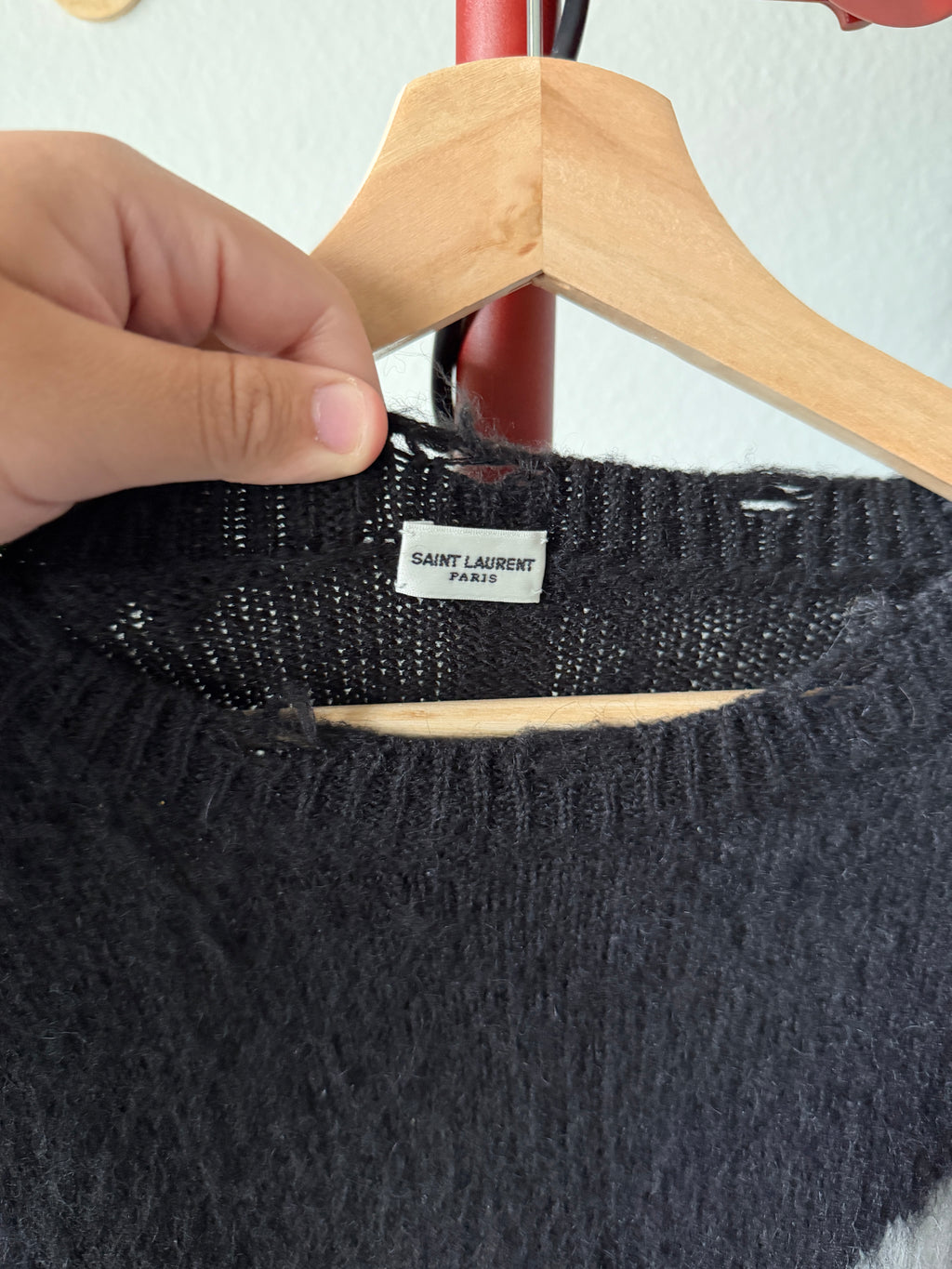 Saint Laurent Paris Playboy Mohair Distressed Sweater L