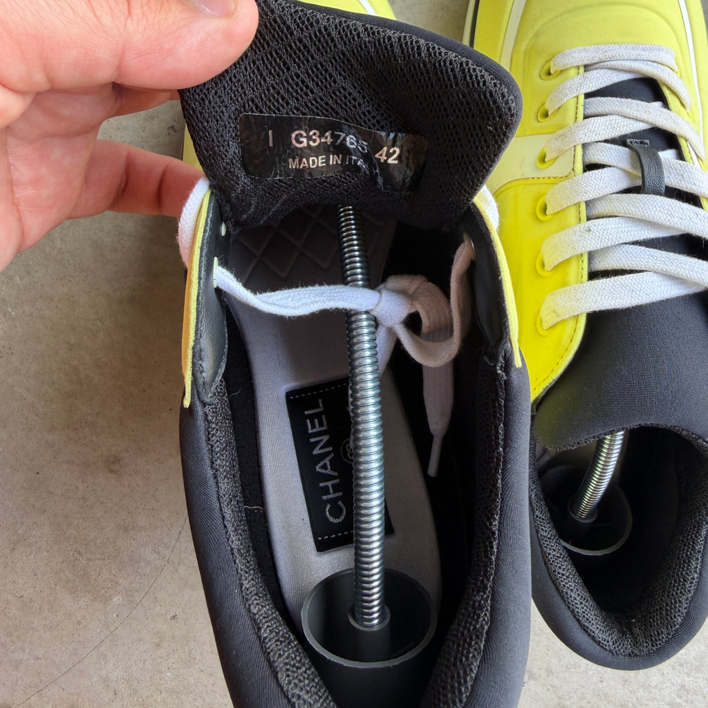 Chanel Neon Yellow Neoprene Runners 42/9