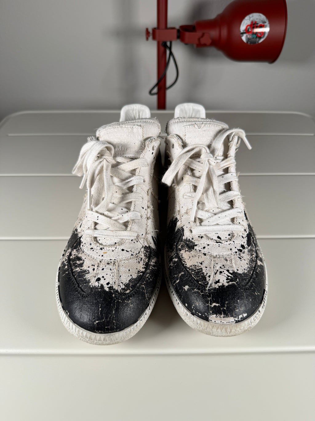 Maison Margiela White Black Canvas Paint Splatter Gats 44/11