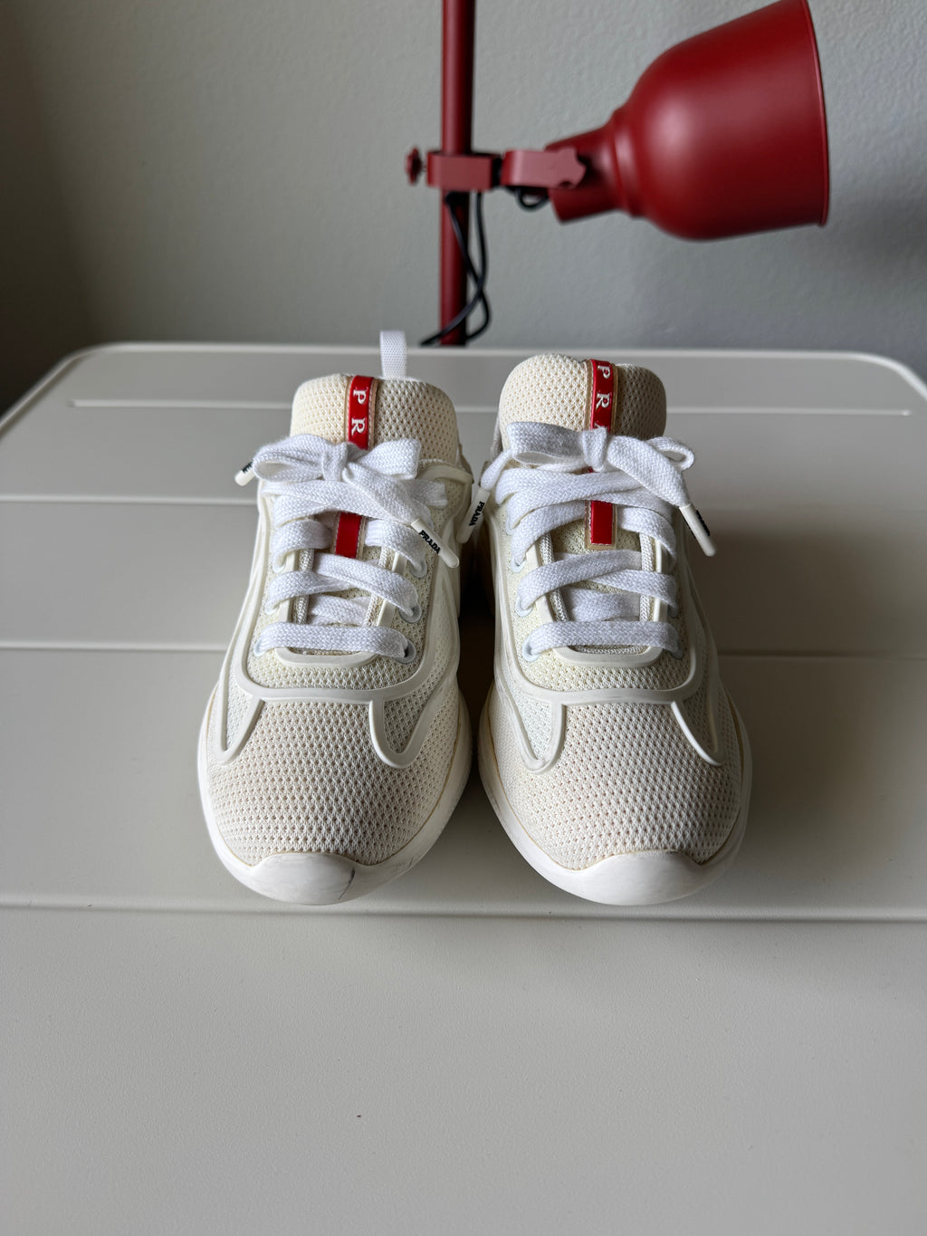 Prada Americas Cup Womens White Mesh 35.5/5.5