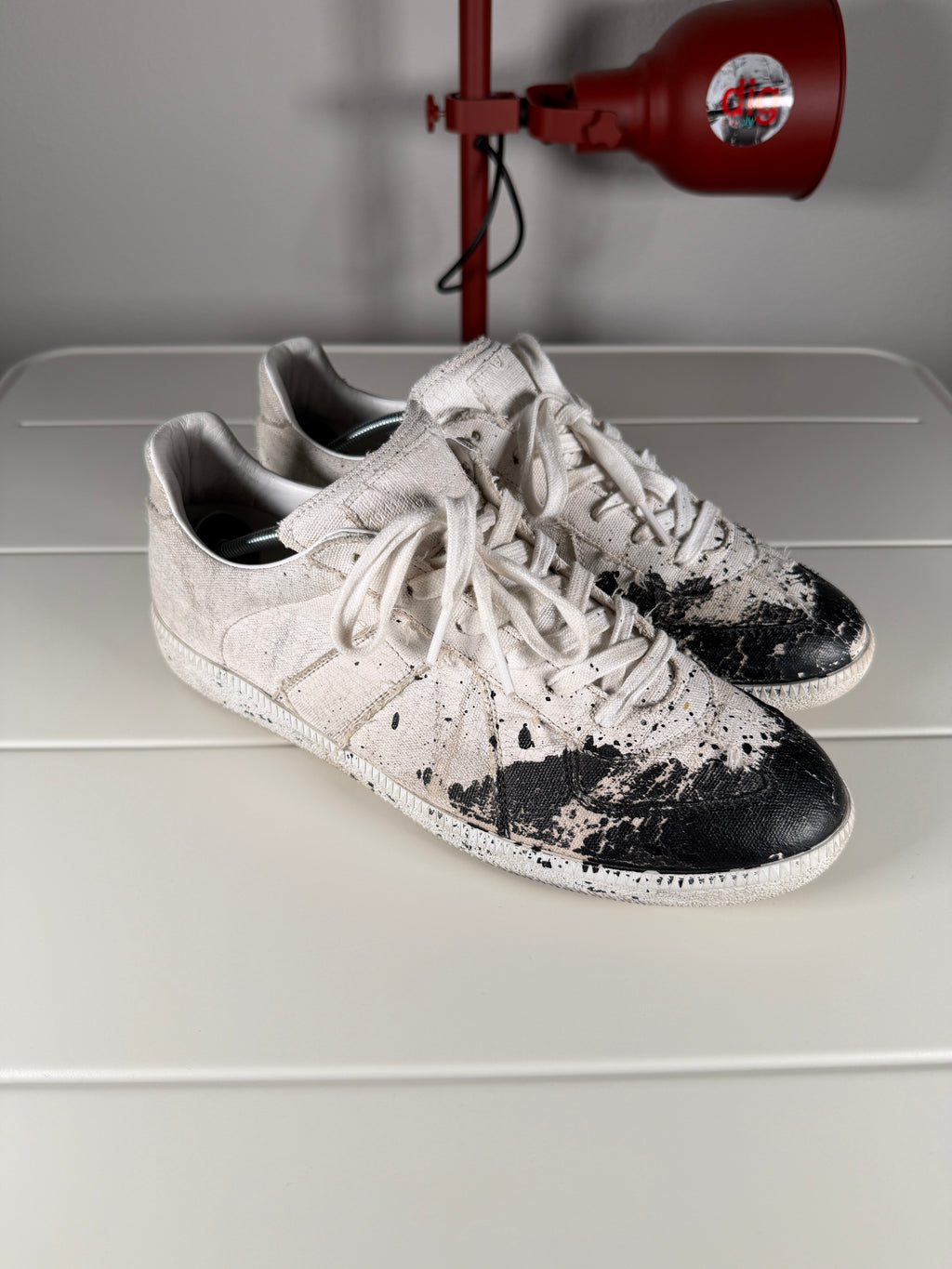 Maison Margiela White Black Canvas Paint Splatter Gats 44/11