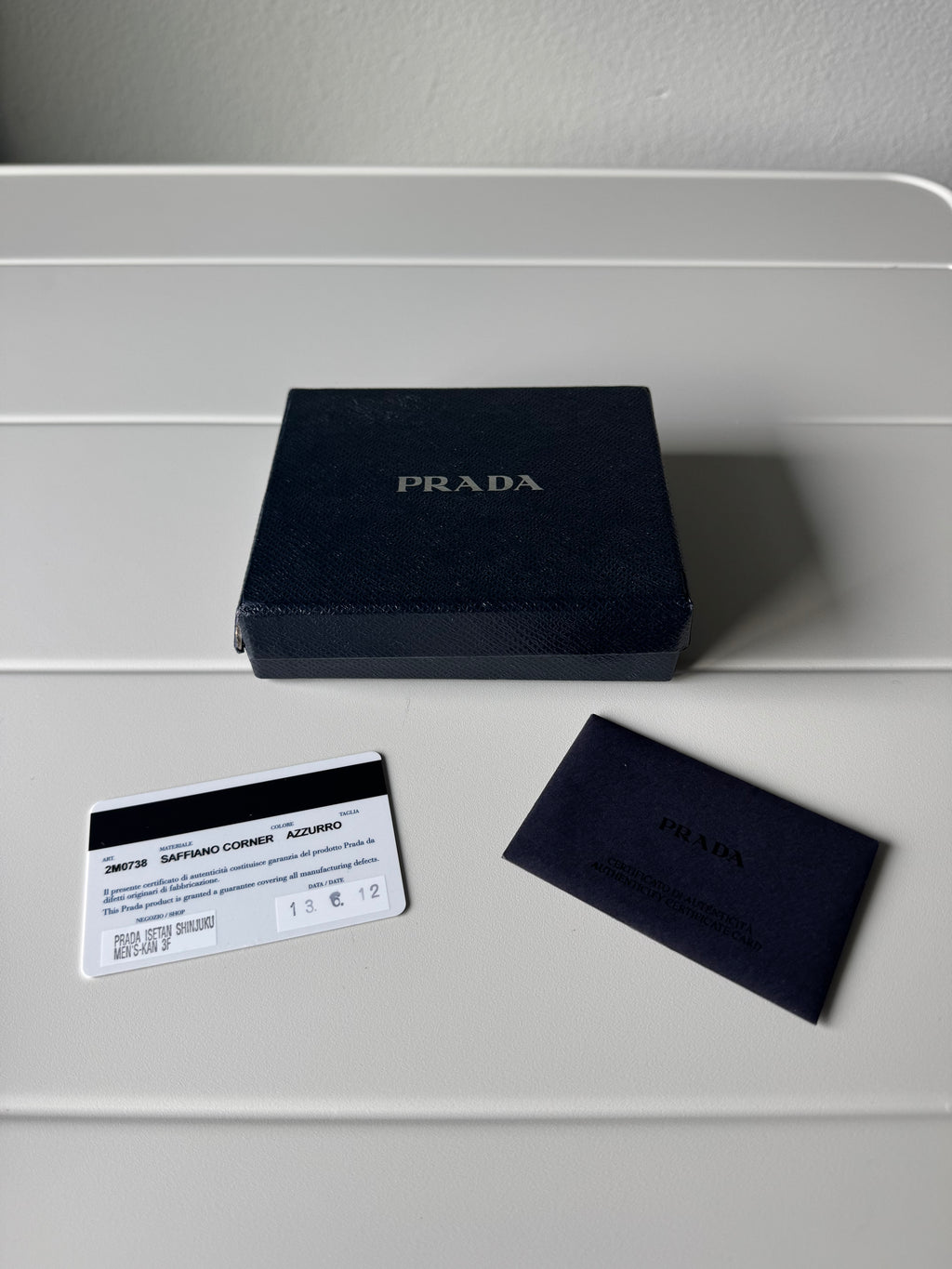 Prada Saffiano Blue Bifold Wallet