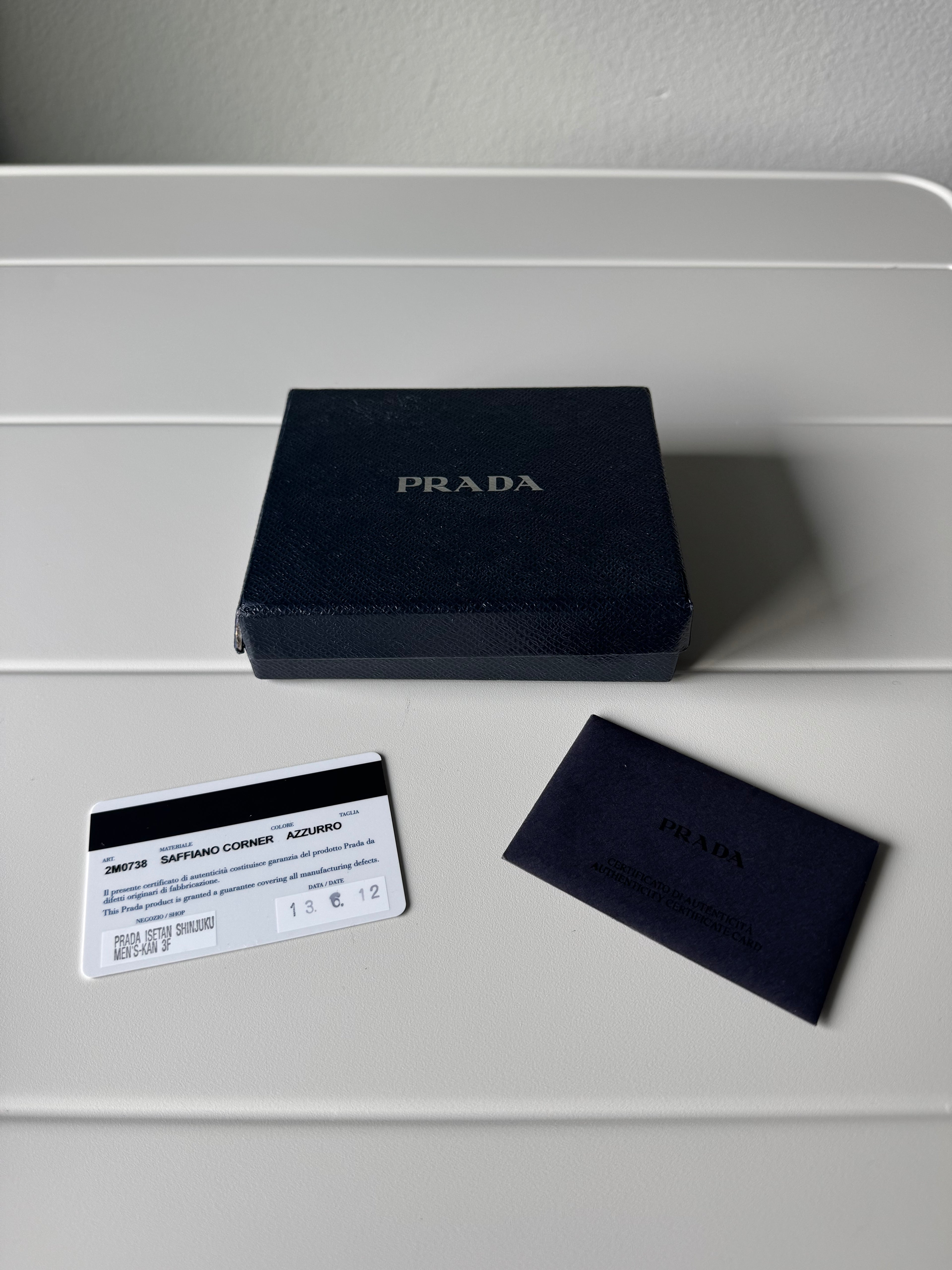 Prada Saffiano Blue Bifold Wallet