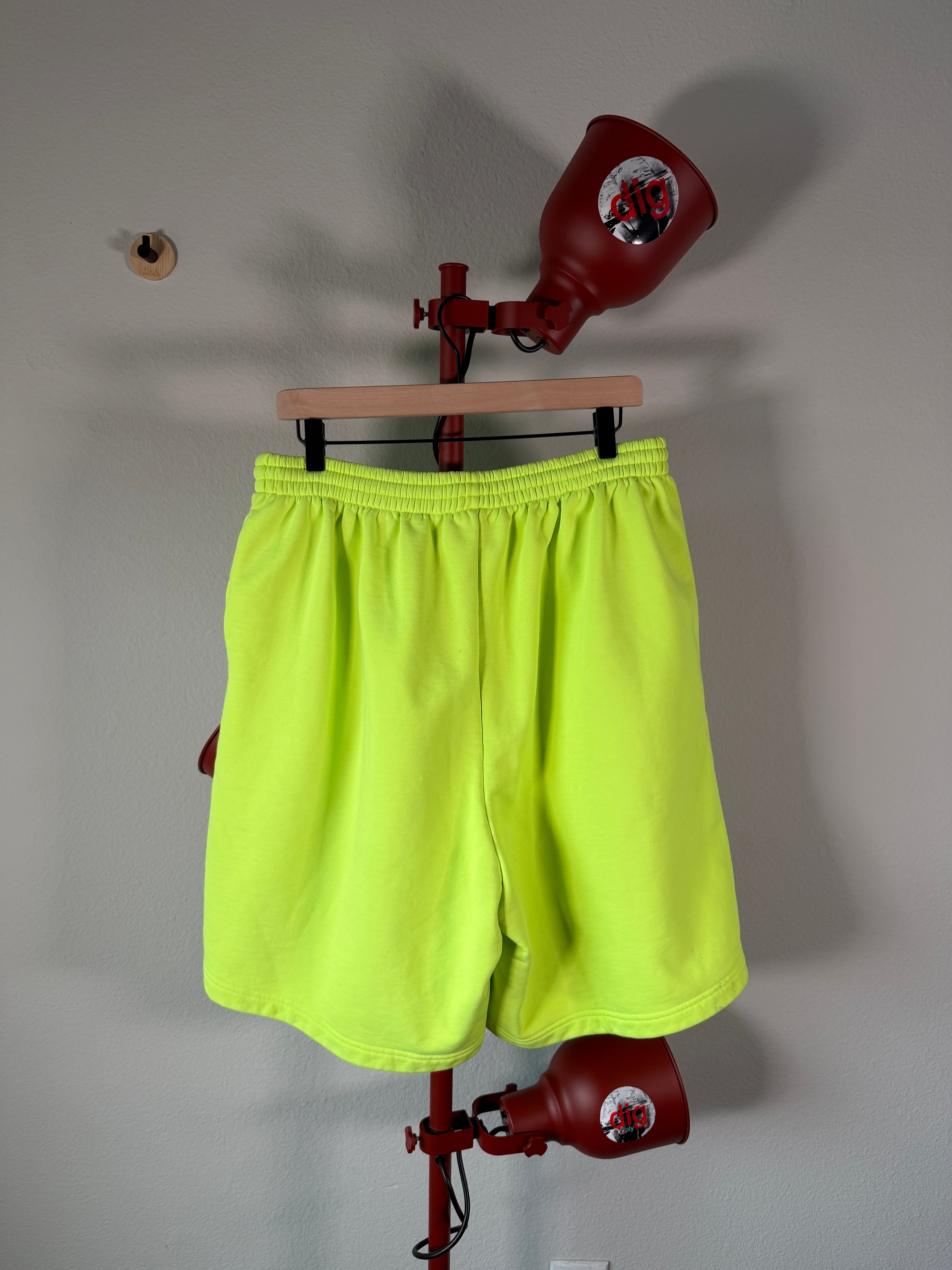 Balenciaga Neon Green BB Cotton Shorts M