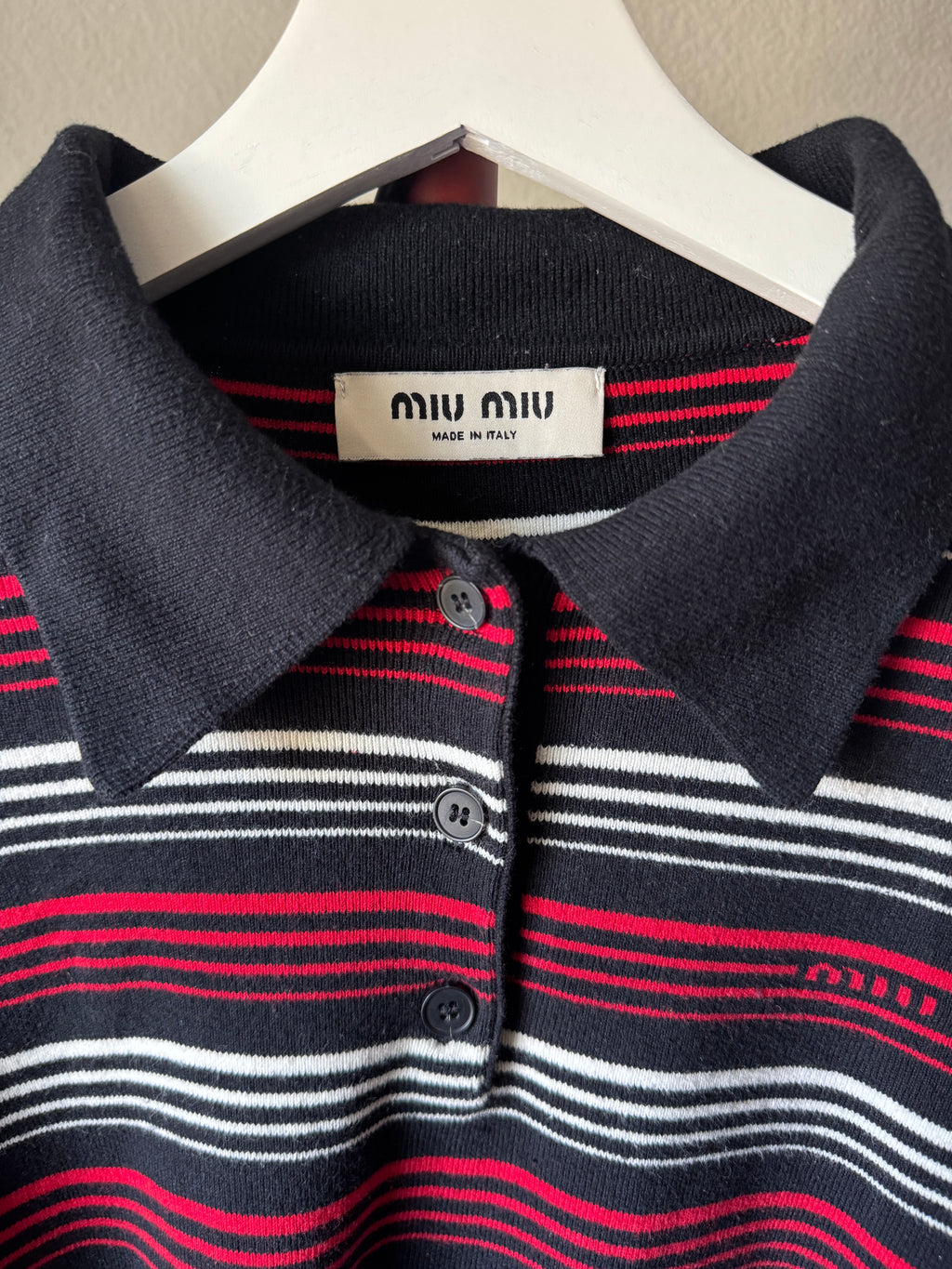 Miu Miu Striped L/S Polo Knit Shirt S