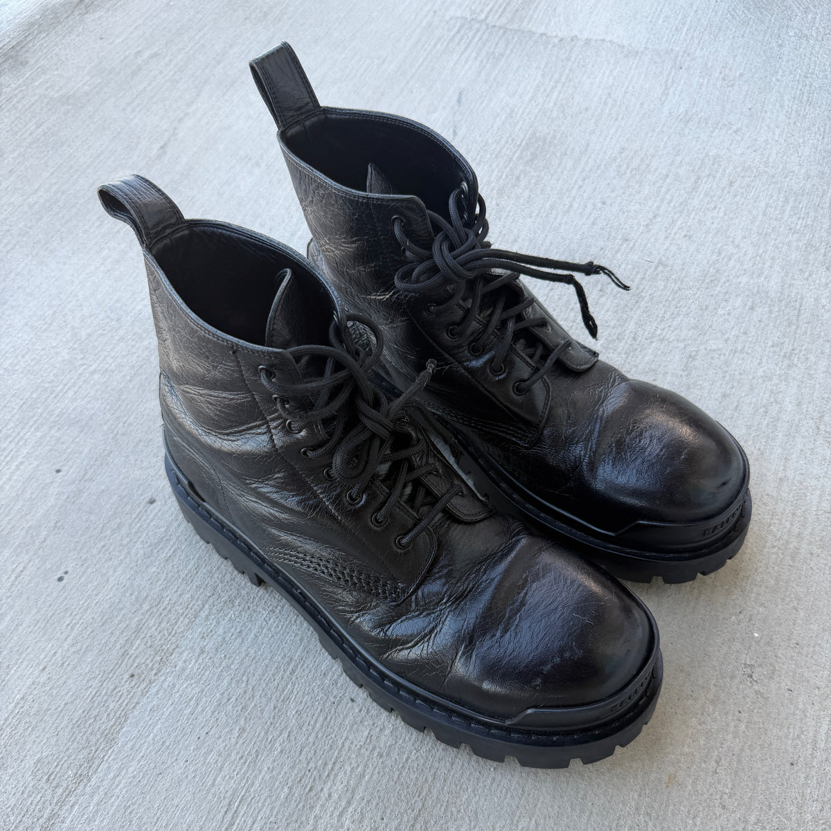 Balenciaga Black Tumbled Leather Strike Boots 42/9