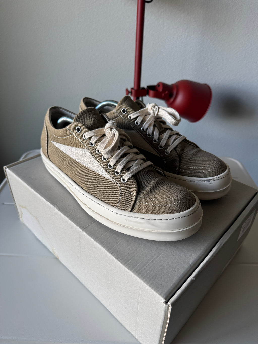 Rick Owens Olive Green Canvas Vans Vintage Sneakers 43/10