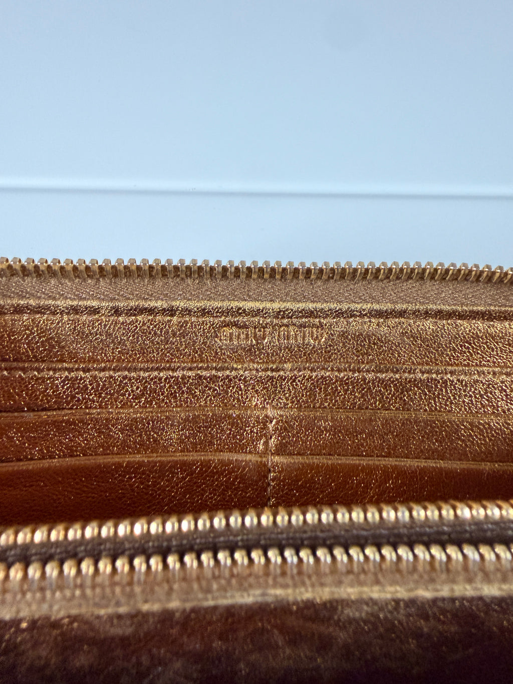Miu Miu Matelasse Gold Leather Long Wallet