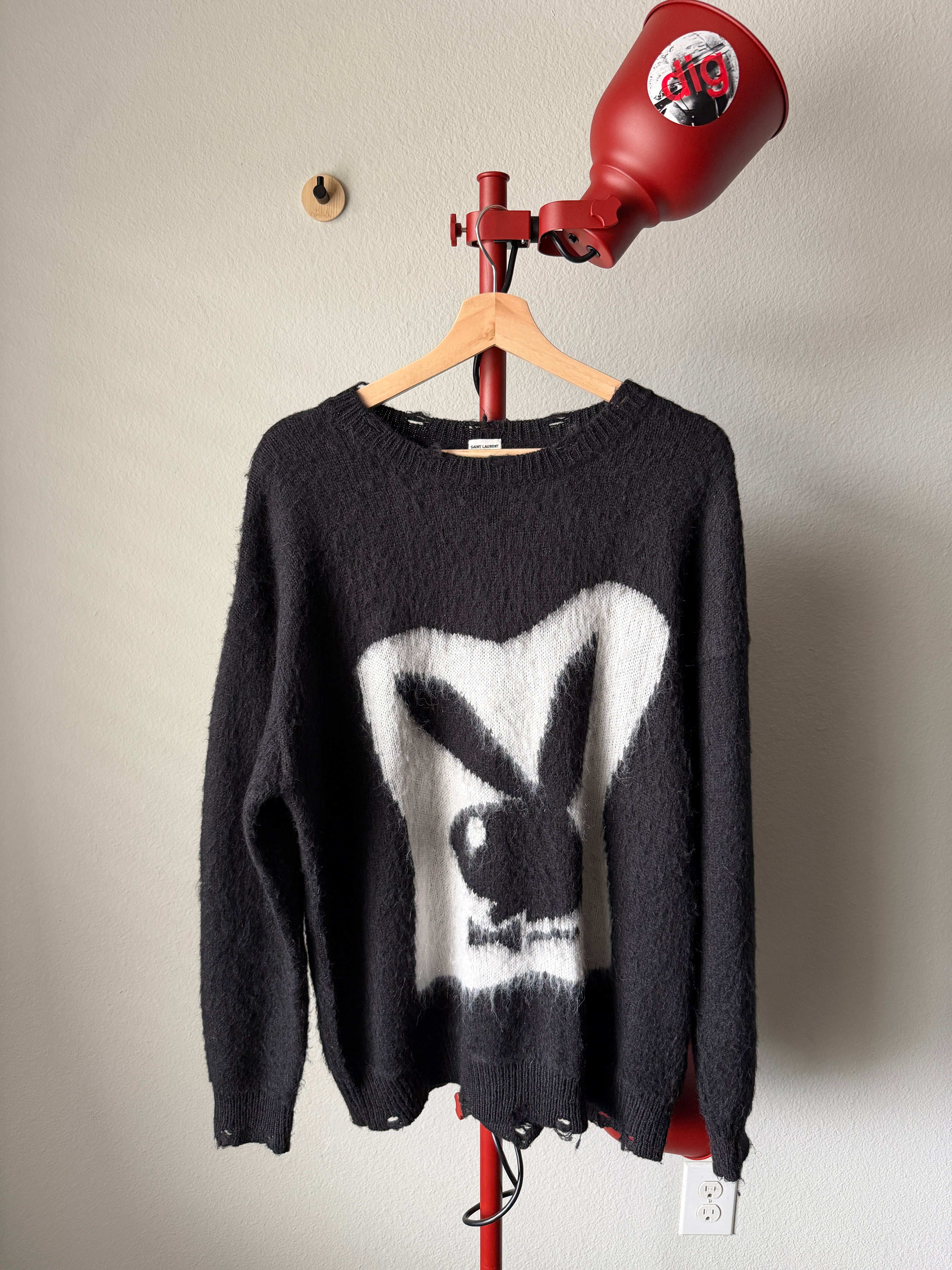 Saint Laurent Paris Playboy Mohair Distressed Sweater L