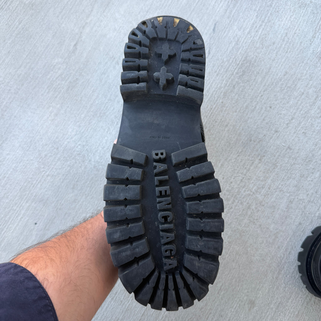 Balenciaga Black Tumbled Leather Strike Boots 42/9