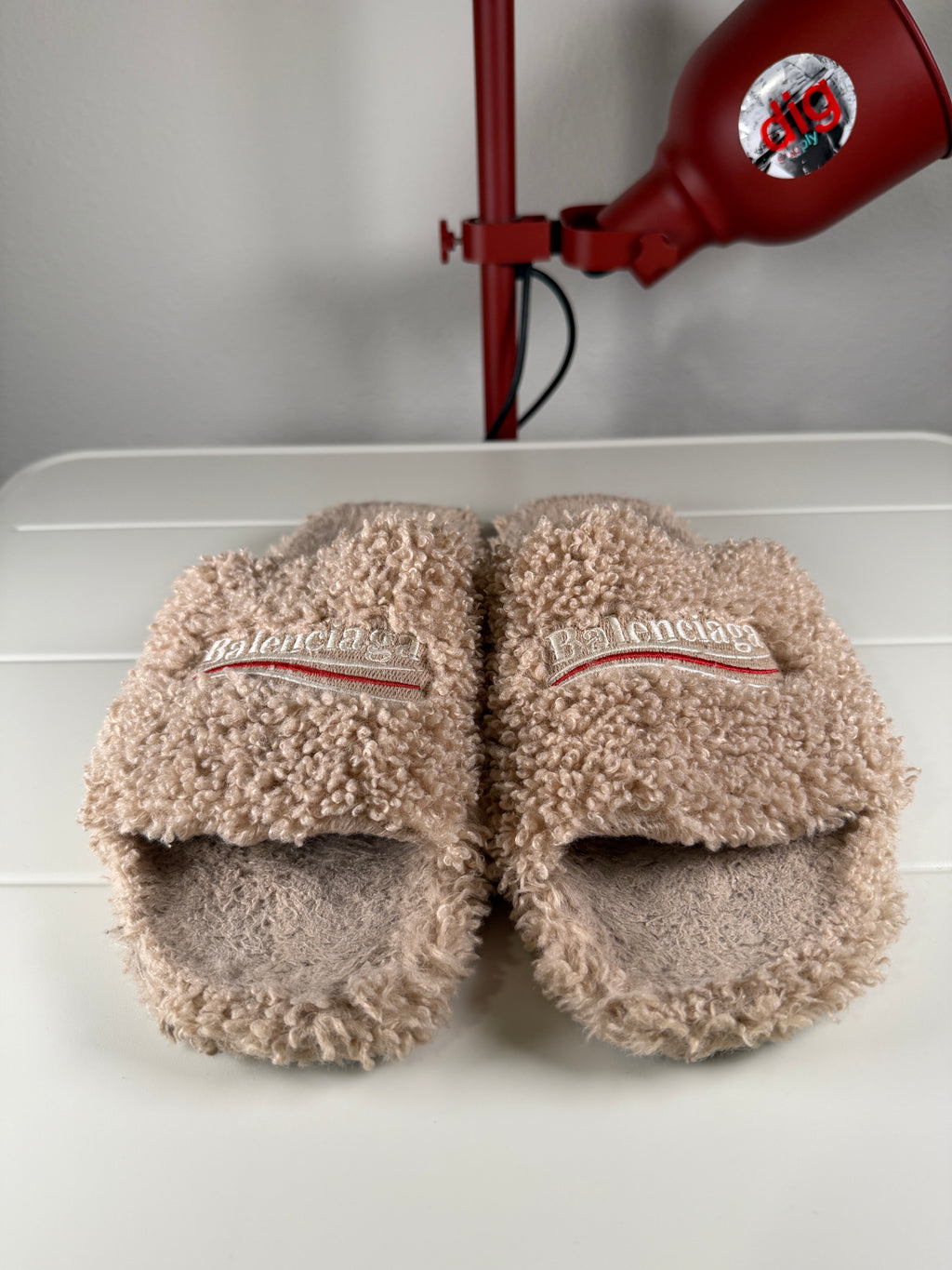Balenciaga Campaign Beige Fur Slides 46/13