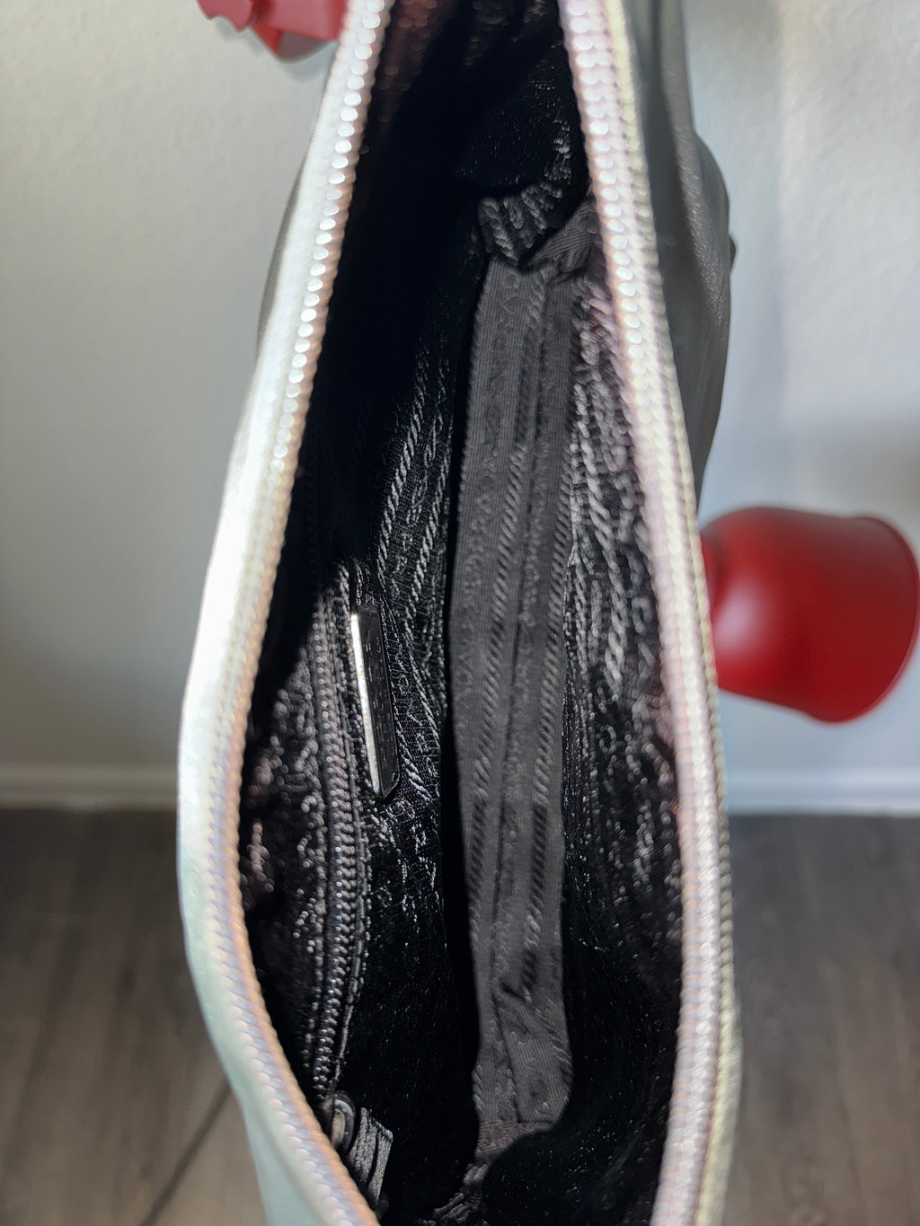 Prada Milano Argento Metal Handle Nylon Bag