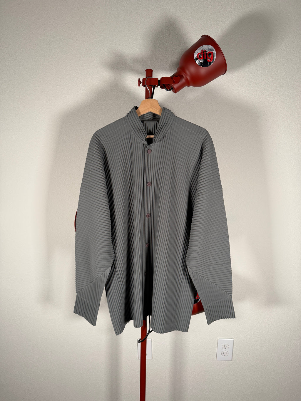 Issey Miyake Homme Plisse Grey Pleated Button Up Shirt 4/XL