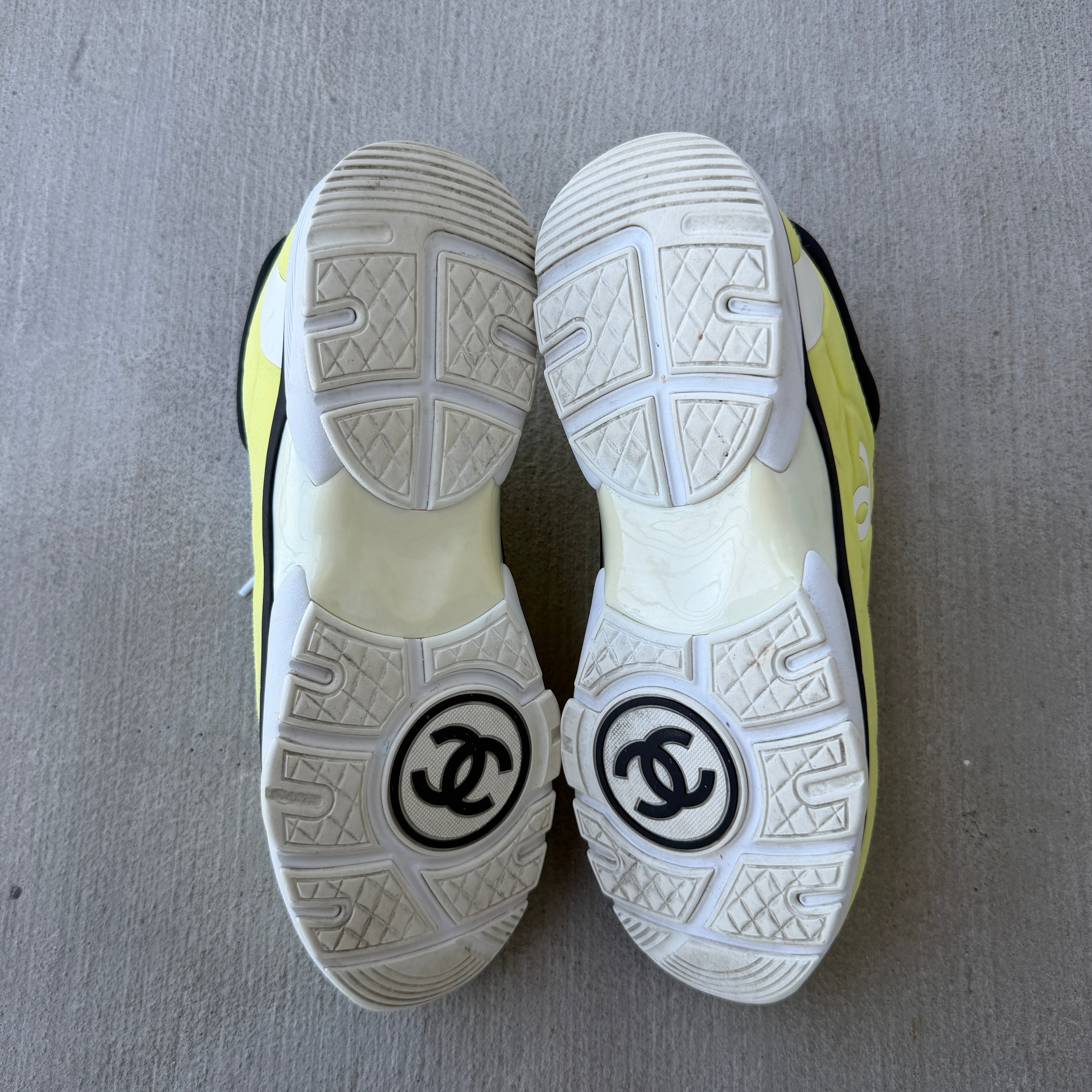 Chanel Neon Yellow Neoprene Runners 43/10