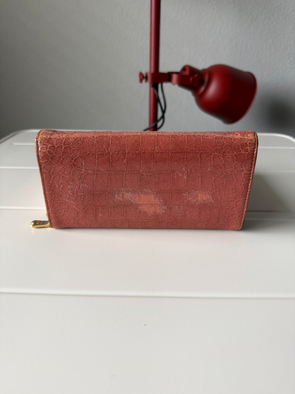 Miu Miu 00's Antico Patent Gator Pink Wallet