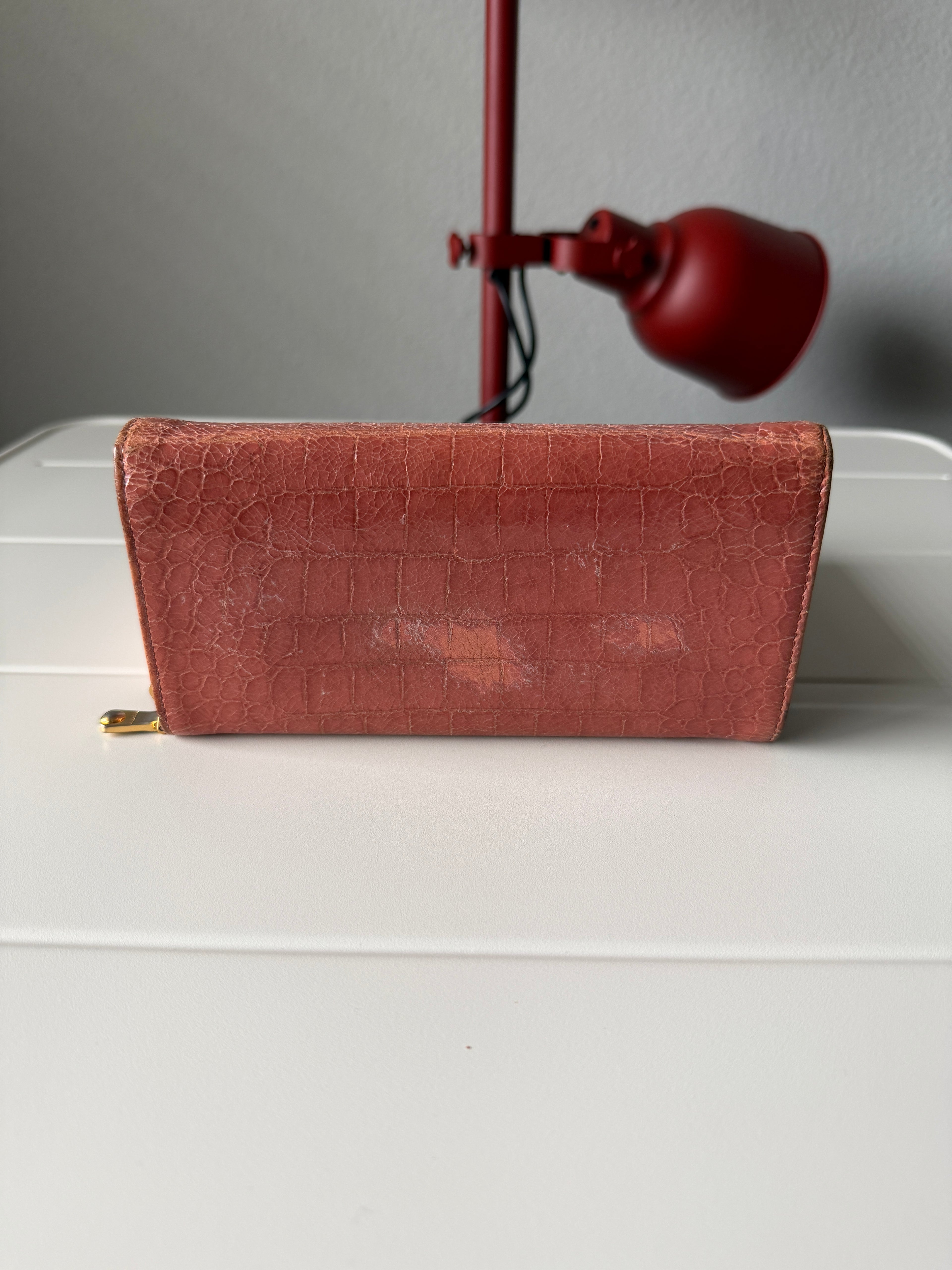 Miu Miu 00's Antico Patent Gator Pink Wallet