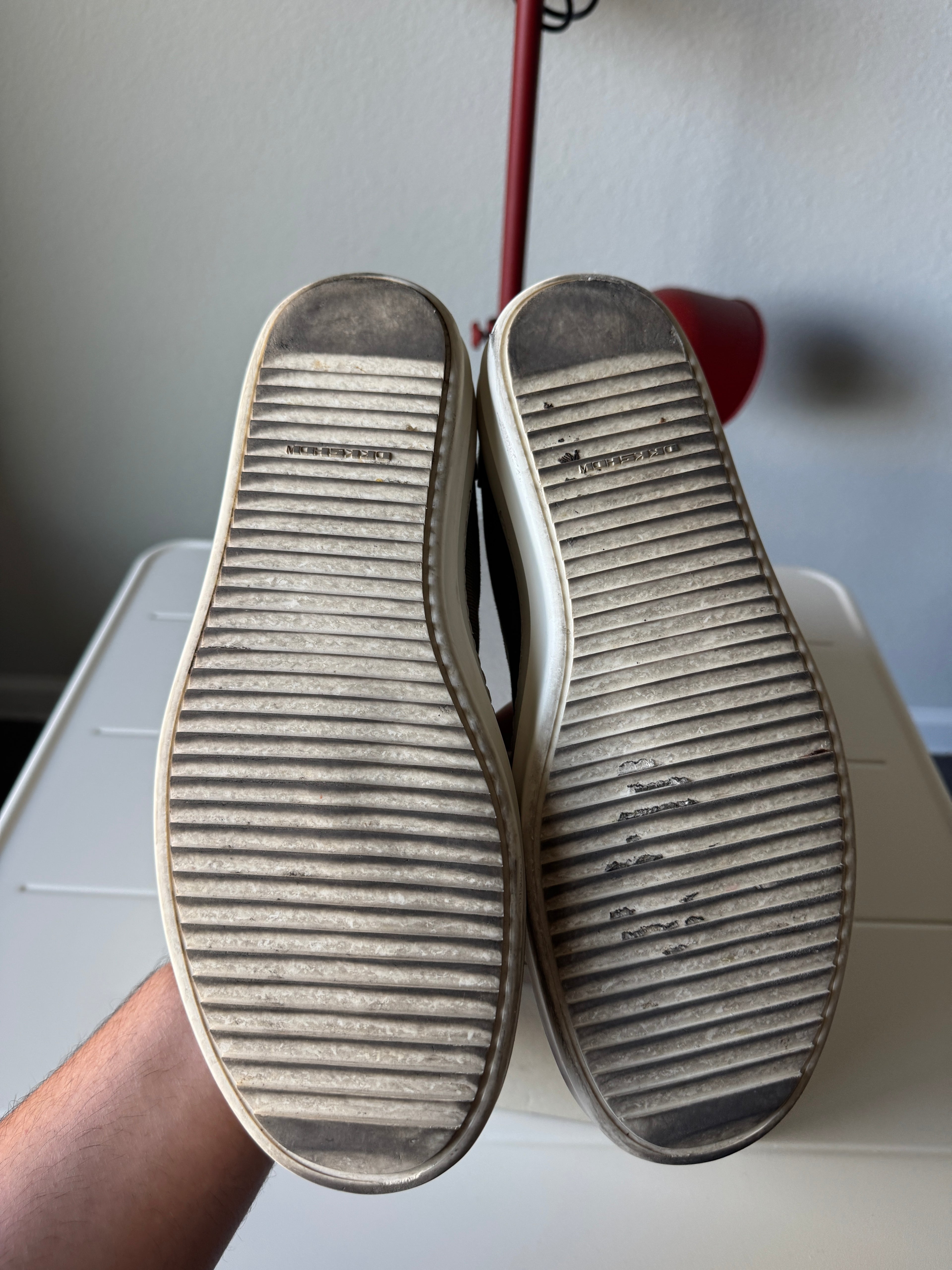 Rick Owens Olive Green Canvas Vans Vintage Sneakers 43/10