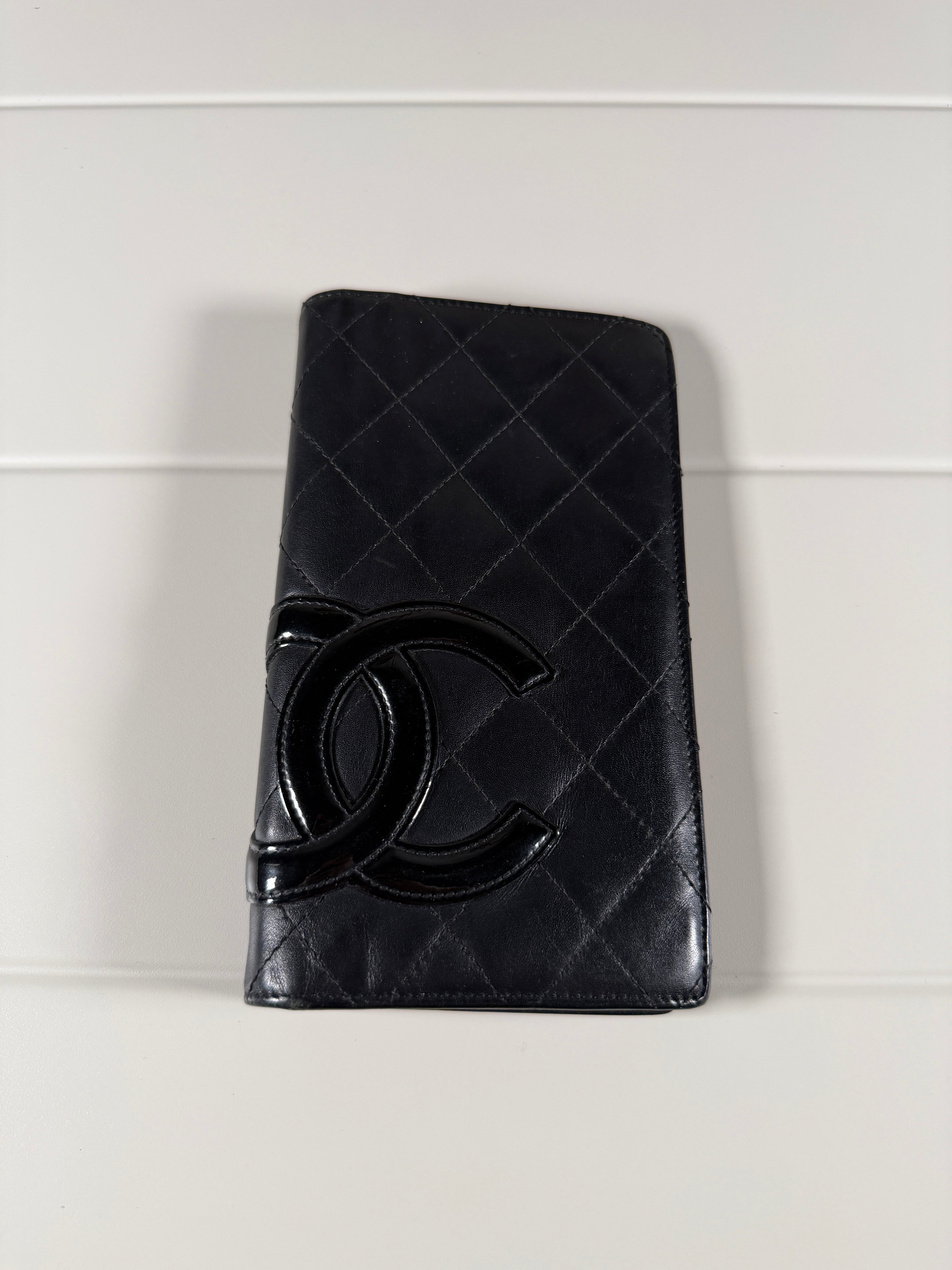 Chanel Cambone Ligne Black Quilted Leather Long Wallet