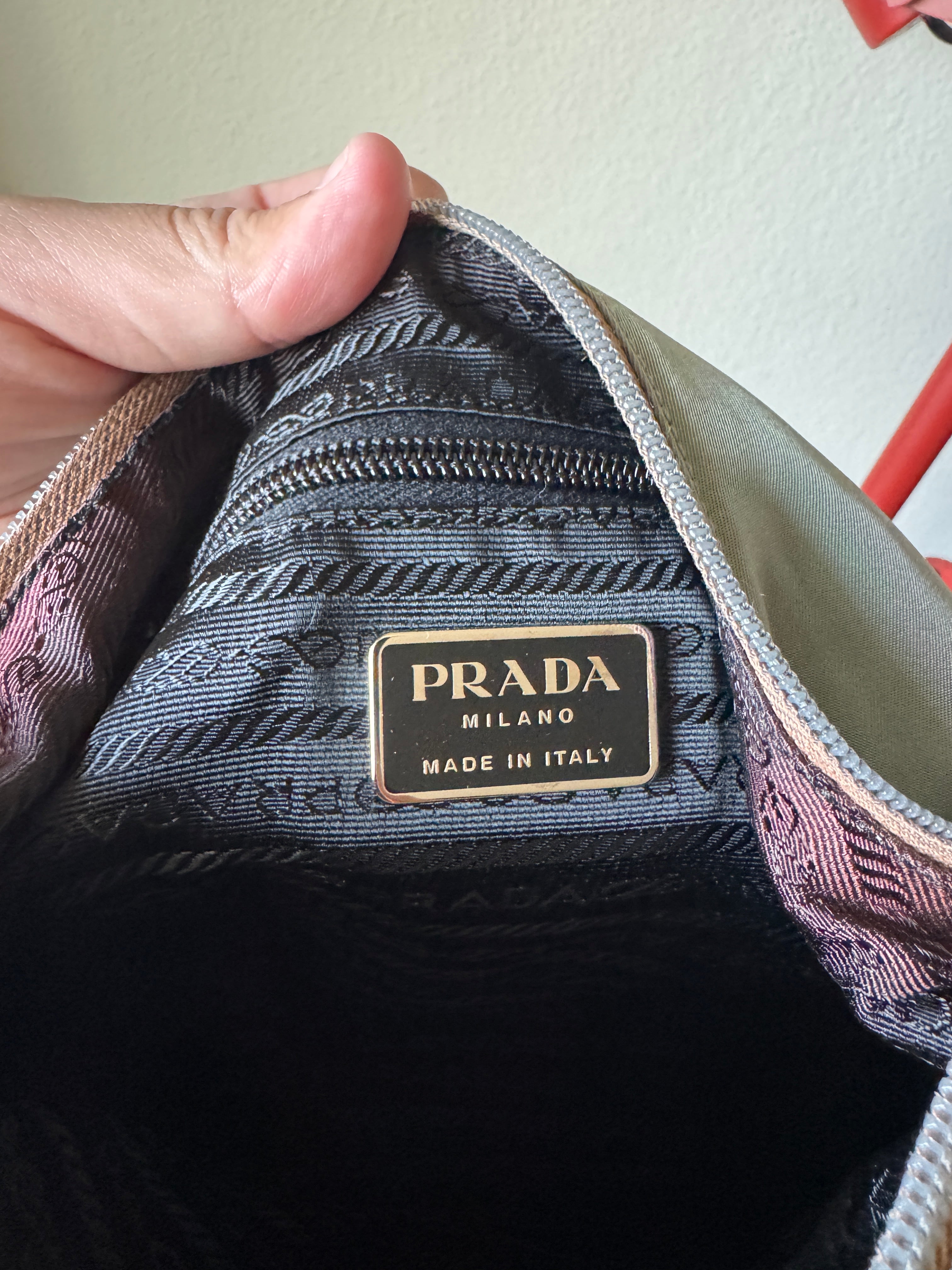 Prada Milano Argento Metal Handle Nylon Bag